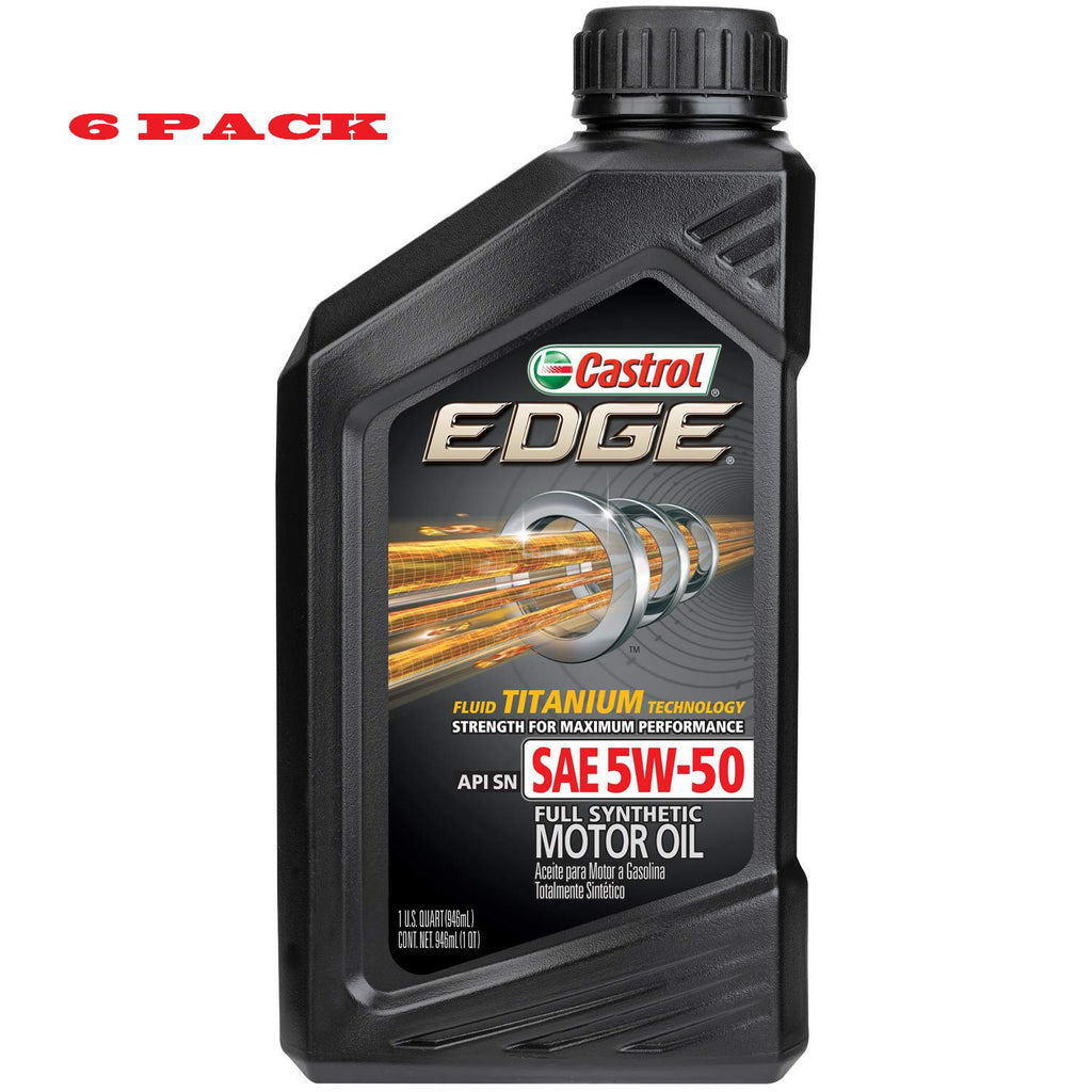 CASTROL EDGE 5W-50 Advanced Full Synthetic Motor Oil (06250) 1 Quart - 6 Pack - Crossfilters