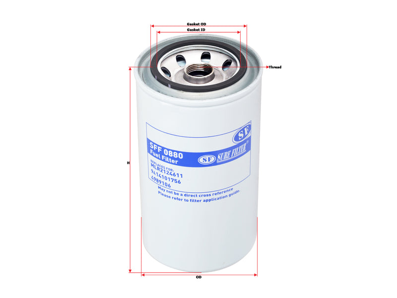 SFF0880 Sure Filter Fuel Filter (Replacement Compatible with NH 2124611, Cummins 4897897)