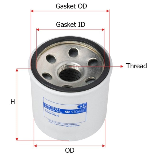 KUBOTA ZG327 ZG327P ZG327RP HYDRAULIC FILTER HHK32-16770 (SURE FILTER SFH26231) - Crossfilters