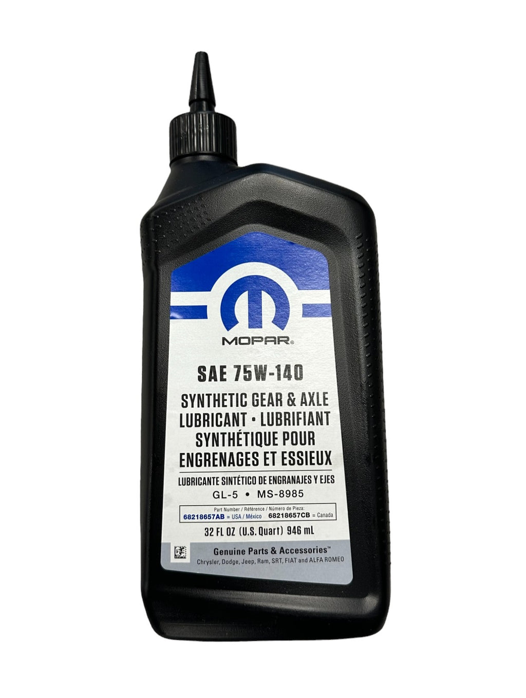 68218657AB SAE 75W-140 Synthetic Gear & Axle Lubricant New Mopar OEM