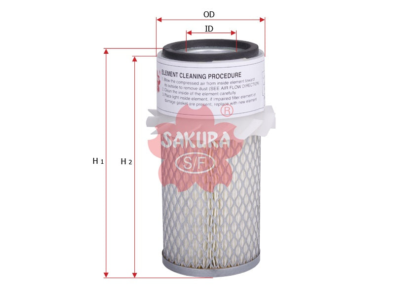 AS5412 Sakura, Air Filter Element (Replacement Compatible with Volvo 11715871, KUB 1522111223)