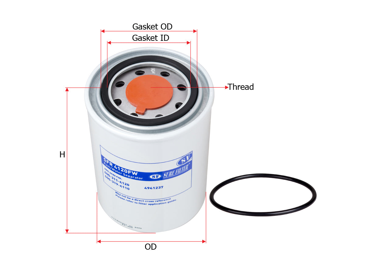 SFR4120FW Sure Filter Spin On Fuel Water Separator (4941237